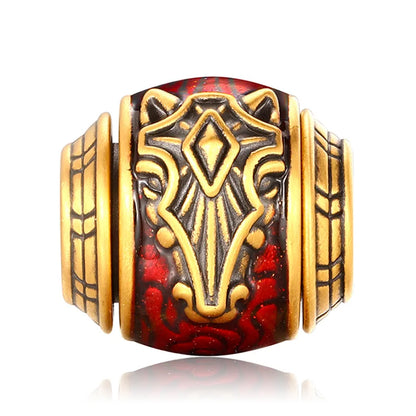 24K Gold Fortune Turning Red Steed Beaded Bracelet Chinese Birth Sign Jewelry 2.6g