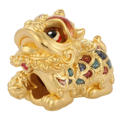 Luxury 24K Solid Gold Lion Beaded Chinese Style Bracelet Wholesale Jewelry Findings & Components Accessory