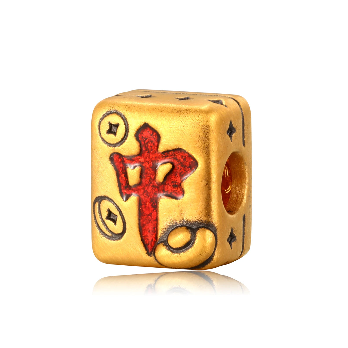 24K Black Gold Red Mahjong Pendant 0.55 grams