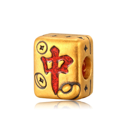 24K Black Gold Red Mahjong Pendant 0.55 grams