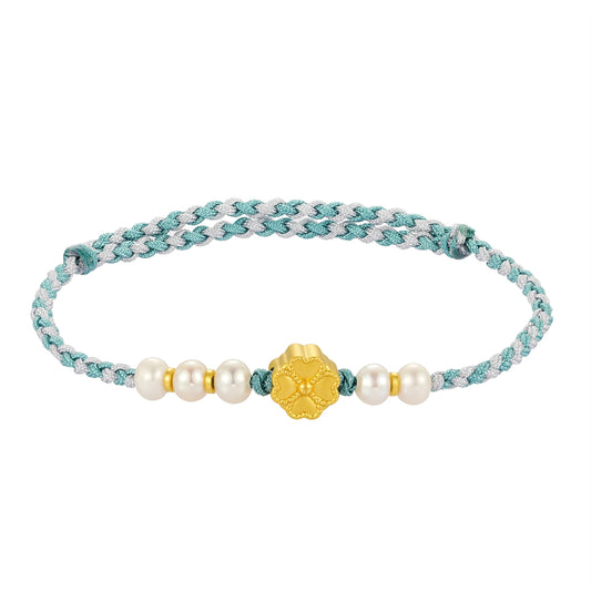 24K Solid Gold Happiness Fulfillment Bracelet Charm 0.4g