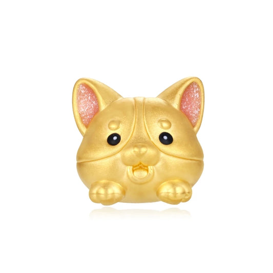 24K Pure Gold Corgi Shape Micro-Hard Beaded Enamel Craft Bracelet Fashion Jewelry Findings & Components