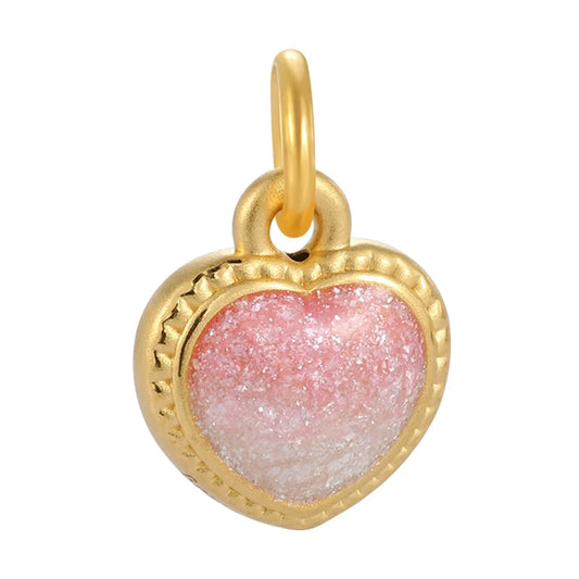 Enamel craft fashion real gold pendant 24K solid gold love heart shape jewelry accessories pendant high-end beaded for daily use