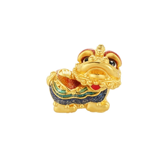 High Quality Chinese Lion Beaded 24K Solid Gold 1.9g Glitter Enamel Craft Jewelry Findings & Components Accessory