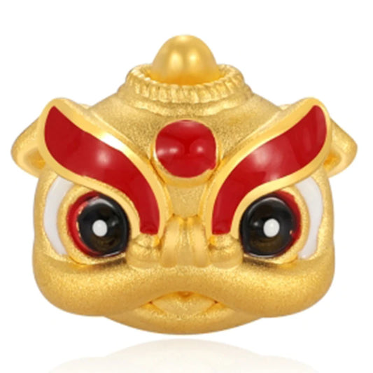 24K Solid Gold Lion Beaded Bracelet Trendy High-End Hard Gold Jewelry Accessories Fortune Jewelry Findings Components