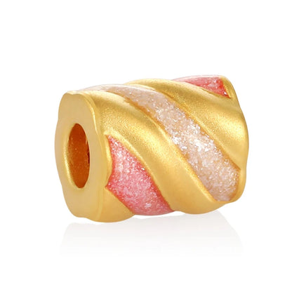 Luxury 24K Solid Gold Bracelet Marshmallow-Shaped with Precious Beads for Daily Wear & Accessorizing Jewelry Findings Components