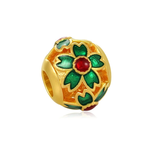 Unique 0.45g Micro Hard Gold Ancient Enamel Cute Fortune Beaded Bracelet 24K Solid Gold 2.5mm Aperture High-End Jewelry
