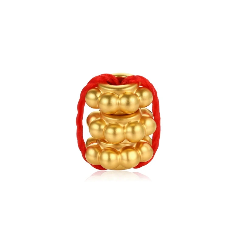 High-end Chinese retro design 24K Solid Gold Bracelet Beaded Ancient craftsmanship Jewelry Findings Components