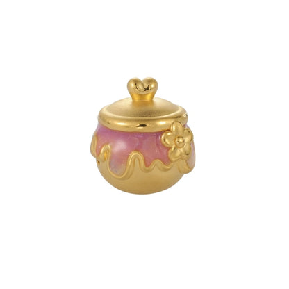 Sweet Style 24K Solid Gold Enamel Craft Beaded Custom High-End Jewelry Accessories 3.0mm Aperture Sandblasted Brightened Pink