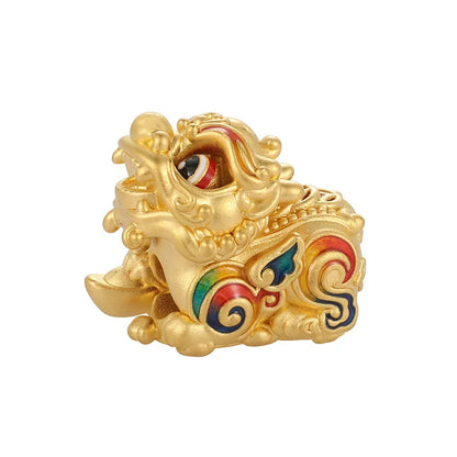 Unique medium size 1.9g beaded jewelry accessories 24k pure gold luxury jewelry accessories small Chinese Pixiu shape beaded