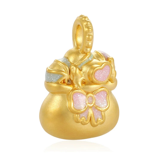 Wholesale Luxurious design sweet style candy lucky bag pendant 24K solid gold necklace accessories pendant