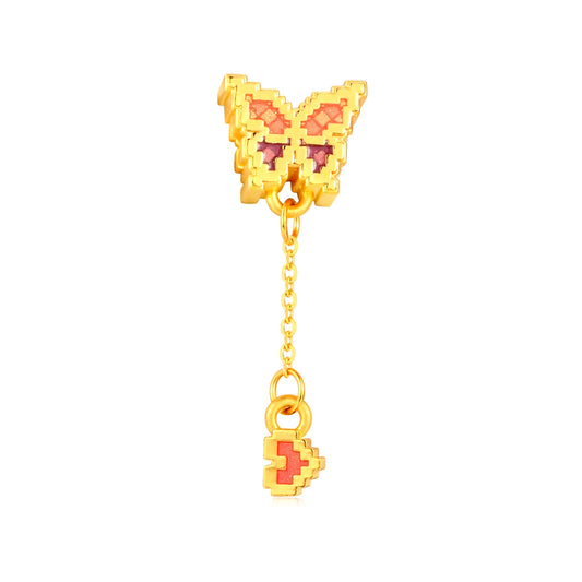 Pixel Butterfly Gold Charm - 0.95g