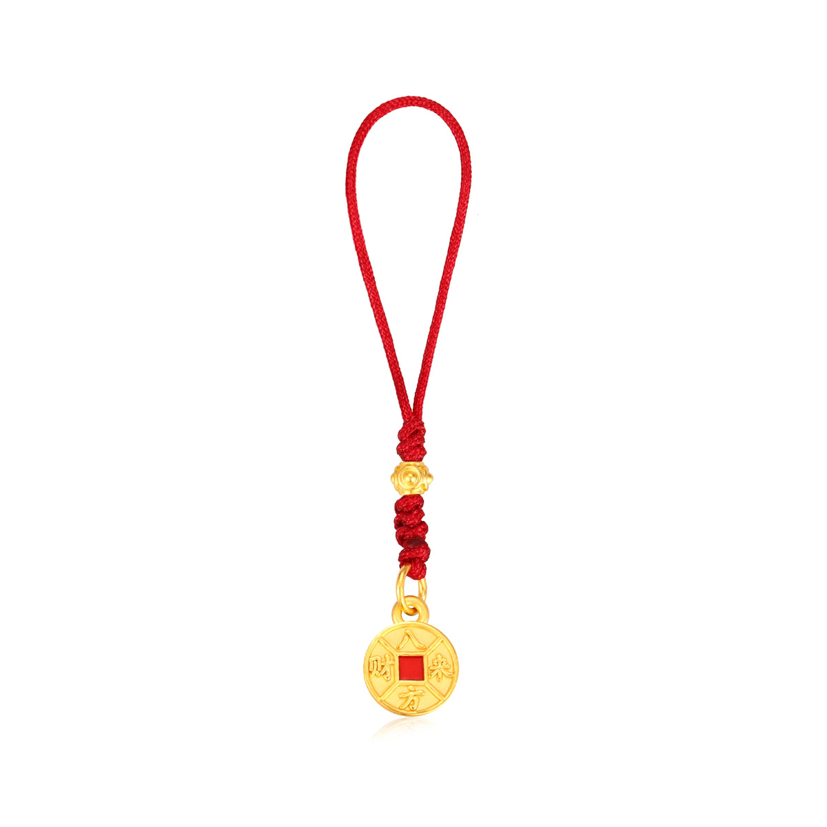 24K Solid Gold Wealth from All Directions Pendant Charm 0.85g
