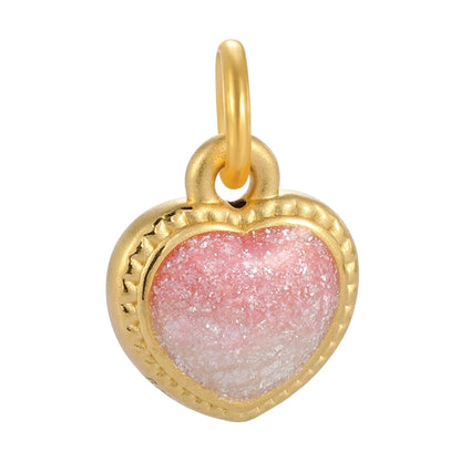 Enamel craft fashion real gold pendant 24K solid gold love heart shape jewelry accessories pendant high-end beaded for daily use