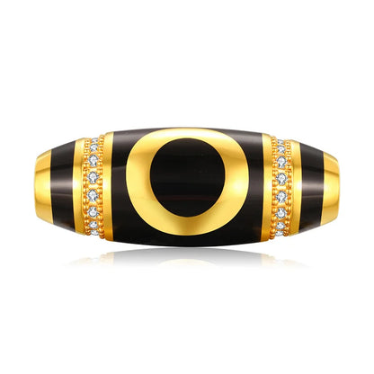 24K Gold Diamond Inlaid Single Eye Dzi Bead Rotatable Charm Tibetan Auspicious Jewelry 2.7g