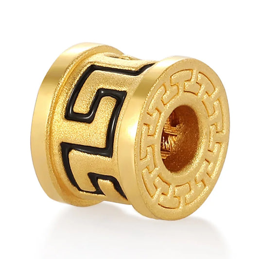 Unique Design Micro-Hard Gold 24K Solid Gold Ancient Chinese Text Pattern Classical Style Beaded Bracelet 2.8mm Aperture Jewelry