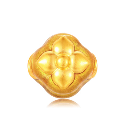 24K Solid Gold Brushed Amber Gold Persimmon Charm 0.5g