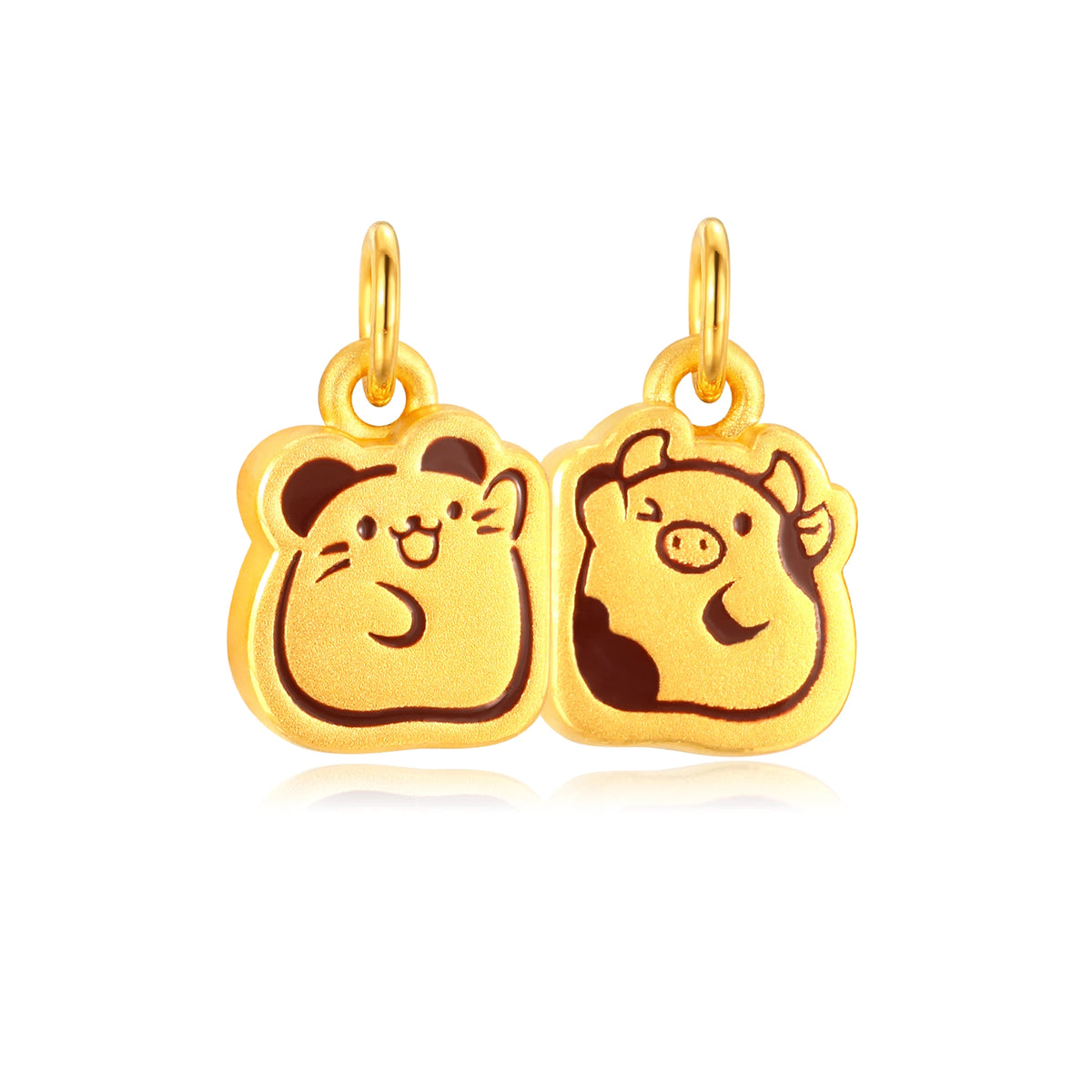 Magnetic Rat & Ox Liuhe Pair Gold Charm - 1.3g