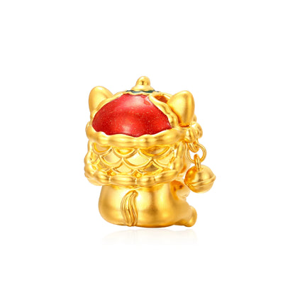24K Solid Gold Articulated Ear Lion Dance Bell Horse Figurine 6.25g