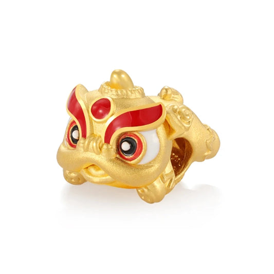 Customizable Large Lion Beaded 0.6g 24K Solid Gold Jewelry Accessory New Design for Bracelets Jewelry Findings & Components