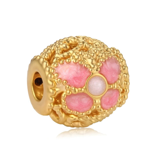 24K Pure Gold High-End Enamel Craft Filigree Butterfly Beaded Fashion Bracelet Accessor