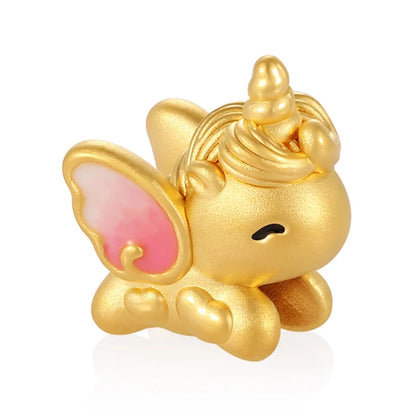 Unicorn Beaded 24K Solid Gold High-End Bracelet with 3.0mm Aperture and Sandblasted Enamel Finish Customizable Packaging