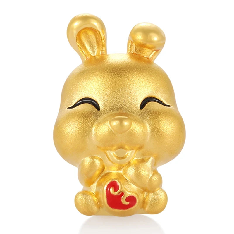 Wholesale Rabbit Shape High-end Luxury Beaded Cute Bracelet Accessories 24K Solid Gold Sandblasted Enamel Finish