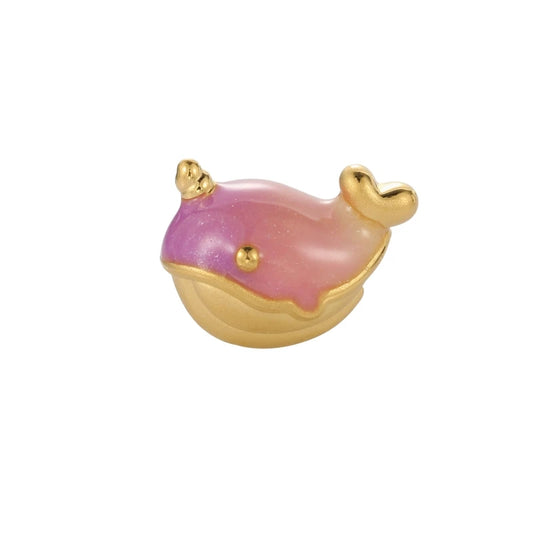 Brand New Unique Design Large Cute Whale-shaped Beaded 24K Pure Gold Sandblasted Luxury Bracelet Accessories Enamel Craft 3.0mm