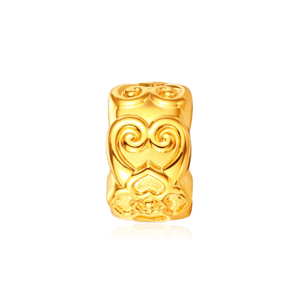 Heart Pattern Bracelet Charm Gold - 0.55g