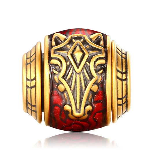 24K Gold Fortune Turning Red Steed Beaded Bracelet Chinese Birth Sign Jewelry 2.6g