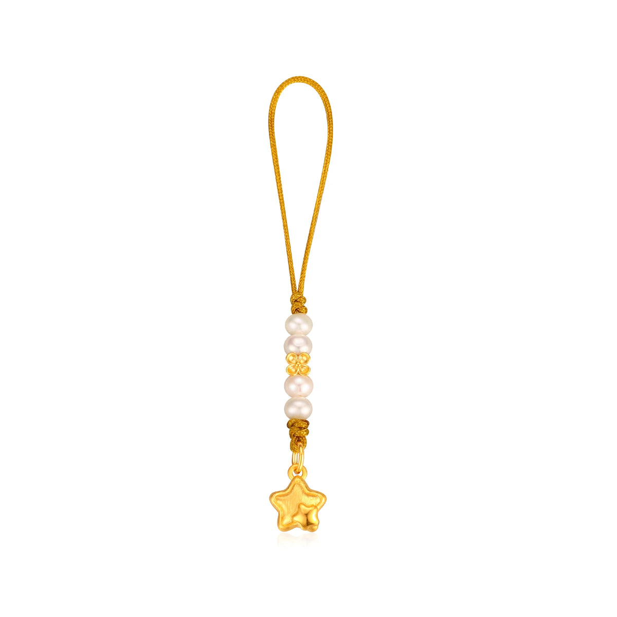 24K Solid Gold Pearl Brushed Star Pendant Charm 0.45g